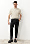 Black Italian Cut Pleated Classic Double Leg Fabric Trousers Tmnss24Pl00022 - 2
