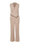 Stone Double Breasted Vest Trousers Woven Bottom Top Set TCTSS24US00032 - 7