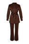Brown Belted Pocket Detailed Diver/Scuba Knitted Bottom-Top Suit Tctss24Us00043 - 7