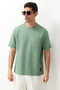 Basic Mint Relaxed/Rahat Kesim Dokulu Waffle Cepli Etiketli Kısa Kol T-Shirt TMNSS23TS00077