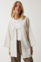 Women's Cream Shabby Linen Viscose Kimono BH00388 - 4