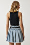 Women's Light Blue Belted Pleated Mini Denim Skirt KQ00002 - 6