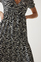 Women's Black and White Wraped Collar Patterned Summer Knitted Dress UB00267 - 5