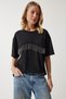 Women's Black Chain Detailed Oversize Knitted T-Shirt PB00024 - 2