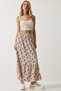 Women's Cream Floral Flounce Viscose Skirt DD01312 - 3