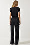 Women's Black Pleated Comfortable Blouse Pants Set MC00283 - 10