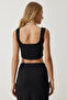 Women's Black Strappy Crop Pencil Skirt Knitted Set OW00041 - 7