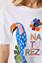 Women's White Printed Crop Knitted T-Shirt EW00008 - 5