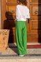 Women's Green Linen Elastic Waist Loose Trousers Bst2933 - 2