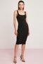 Margaret Women's Cotton Body Completely Fitted Round Neck Thick Strap Zero Sleeve Pencil Black Dress - 4