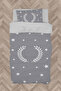 BABY AND KIDS ROOM Wreath Star Patterned Framed Gray Duvet Cover Set