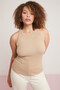 Carına Women's Ribbed Look Halter Neck Beige Plus Size Body - 3