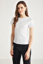 Maude Women's Corduroy Look Regular Fit Round Neck Half Sleeve White Body - 4