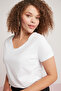 Loren Women's Cotton Regular Fit V-Neck Short Sleeve White Large Size Body - 4