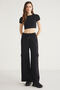 Phoebe Women's 100% Cotton Fleece-Free Cargo Pocket Black Sweatpants with Elastic Waist - 2