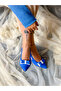 PARİ COBALT BLUE DANA SUEDE RIBBON HEELED SHOES SANDALS - 3