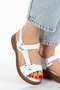 Inner Outer Genuine Leather White Women's Sports Sandals - 4