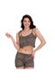 Women's Rope Strap Shorts Crop Homewear Set Patterned Comfortable Combed Cotton Set - 3