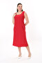 Women's Plus Size Red Square Collar Sleeveless Long Dress 65N37738 - 3