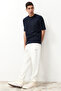 Ecru Regular Fit Label Appliqued Pockets Stitched Sweatpants Tmnss23Ea00010 - 3