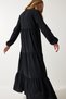 Women's Black V-Neck Long Ayrobin Dress DD01315 - 4