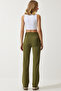 Women's Khaki High Waist Lycra Comfortable Knitted Trousers RV00090 - 5