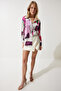 Women's Pink Bone Patterned Satin Surface Shirt RG00019 - 3