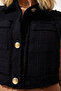 Women's Black Stylish Buttoned Patterned Crop Tweed Vest WF00068 - 5