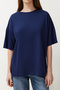 Lacivert %100 Pamuk Bisiklet Yaka Oversize/Geniş Kalıp Örme T-Shirt TWOSS20TS0134 - 5
