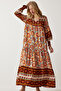 Women's Brick Orange Print Oversize Long Viscose Dress DD01309