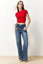 Kırmızı Sırt Dekolteli Crop Pamuklu Esnek Örme Bluz TWOSS23BZ00912 - 3