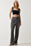 Women's Gray Lycra Comfortable Palazzo Knitted Trousers RV00175 - 3