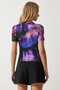 Women's Black Purple Patterned Gathered Sandy Blouse FF00165 - 5