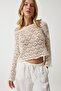 Women's Cream Openwork Crop Knitwear Blouse AN00184 - 3