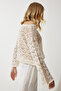 Women's Cream Openwork Crop Knitwear Blouse AN00184 - 5
