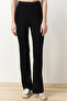 Black Crop Crew Neck Ribbed Stretchy Knitted Blouse and Pants Top and Bottom Set TWOSS21AU0160 - 5