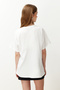 Ekru %100 Pamuk Baskılı Boyfriend Fit Bisiklet Yaka Örme T-Shirt TWOSS20TS0245 - 6