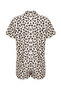 Bej-Çok Renkli Leopar Desenli Şortlu Örme Pijama Takımı THMSS24PT00285 - 8