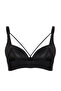 Siyah Biye Detaylı Sabit Kaplı T-Shirt Bra Büyük Beden Sütyen TBBSS24CW00013 - 7
