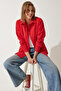 Women's Mid-Red Oversized Long Basic Shirt DD00842