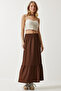 Women's Brown Flounce Summer Midi Skirt DD01231 - 3