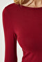 Women's Burgundy Black Crew Neck Basic 2-Pack Crop Knitted Blouse OW00035 - 4