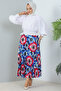 4558 Patterned Hijab Skirt Cobalt Blue - 3