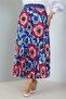 4558 Patterned Hijab Skirt Cobalt Blue - 2