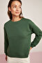 Alfreda Women's Fleece Inside Soft Round Collar Comfort Fit Green Sweatshirt - 5