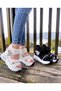 women's black and white wedge heeled sports sandals with stones - 5