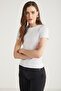 Maude Women's Corduroy Look Regular Fit Round Neck Half Sleeve White Body - 2