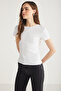 Maude Women's Corduroy Look Regular Fit Round Neck Half Sleeve White Body - 3