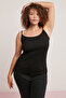 Mındy Women's 100% Cotton Body Wrap Round Neck Thin Strap Sleeveless Black Body - 2