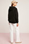 Oynx Women's Fleece Soft Hooded Zippered Oversize Black Sweatshirt - 7